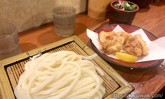 うどん屋「歩」のとり天ざるも美味しい