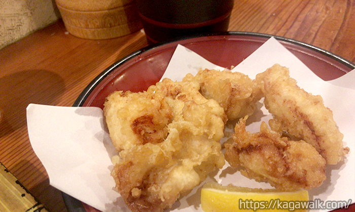 とり天もちろん揚げたて。 昼からお酒が飲みたくなる。